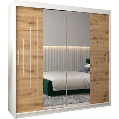 DobreSny York1 se zrcadlem 200 x 200 cm bílá / dub artisan