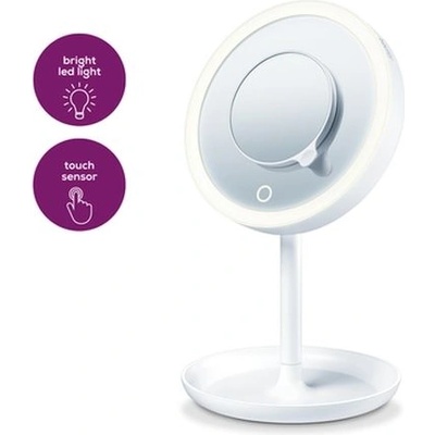 Козметично огледало Beurer BS 45 illuminated cosmetics mirror, LED light, Touch sensor, 5x magnification, dimmer function, storage tray (58404_BEU)