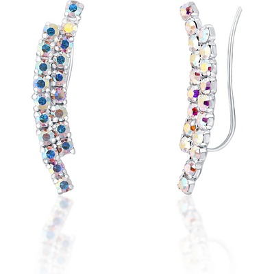 JwL Luxury Pearls blýštivé pozdĺžne náušnice s kryštálmi JL0741