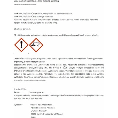 Max Biocide repelentní šampón 200 ml