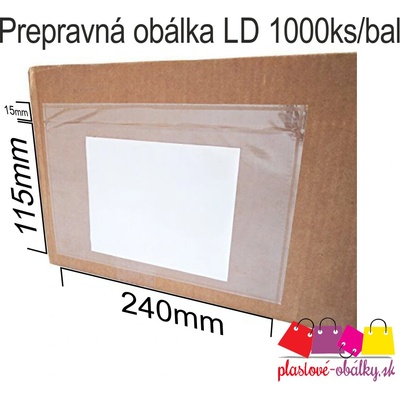 Prepravné obálky Balenie: 1 000 ks balenie, Rozmer: LD 115 x 240 + 15 mm