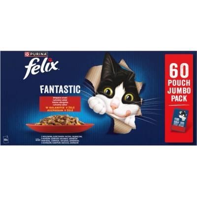 Felix Fantastic hovädzie,kačka, kura a jahňa v želé 60 x 85 g