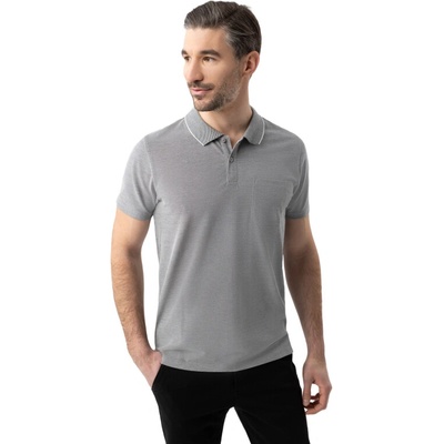 Pánské polo tričko s krátkým rukávem VOLCANO-O-TAFFY-GREY MELANGE Šedá