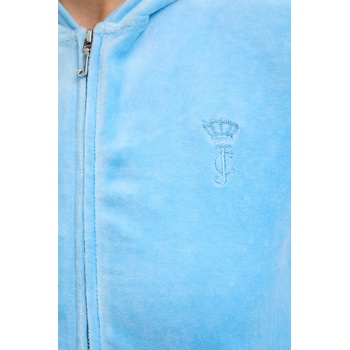Juicy Couture Суичър Juicy Couture HERITAGE ROBYN HOODIE в синьо с качулка с апликация JCSEBJ007 (JCSEBJ007)