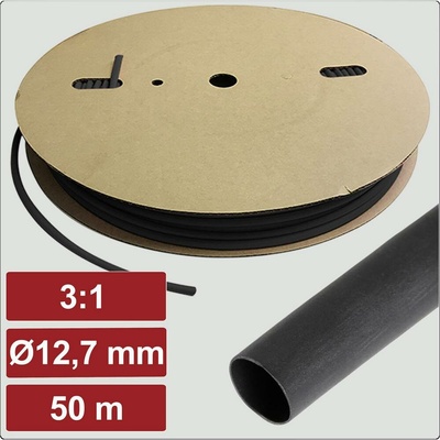 Electronic Garage EG25CA071 zmršťovacia bužírka s lepidlom čierna 12.7 mm 4.2 mm Pomer zmrštenia:3:1 50 m