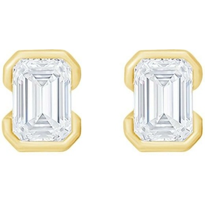 Eppi Minimalistické zlaté napichovacie náušnice s emerald lab-grown diamantom Agata E49174