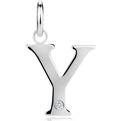 Šperky Eshop Diamantový přívěsek ze stříbra velké písmeno y kulatý briliant X21.07