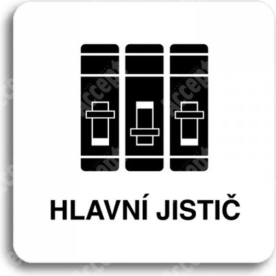 ACCEPT Piktogram hlavní jistič - bílá tabulka - černý tisk bez rámečku