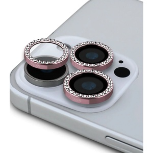 Guess фиксирано блестящо защитно стъкло за камера за iPhone 16 Pro/16 Pro Max розово (GUCL163SGGP)