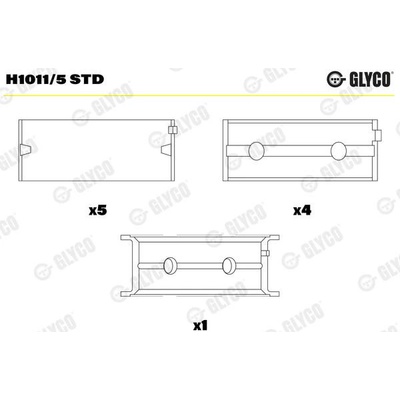 Hlavní ložiska klikového hřídele GLYCO H1011/5 STD