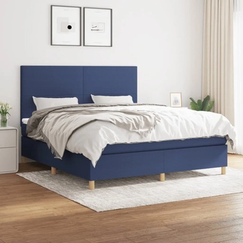 vidaXL Боксспринг легло с матрак, синьо, 160x200 см, плат (3142191)