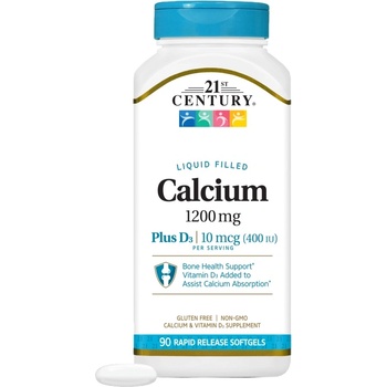 21st Century Calcium 1200 mg + D3 Liquid, 90 капсули, 21st Century (9108)