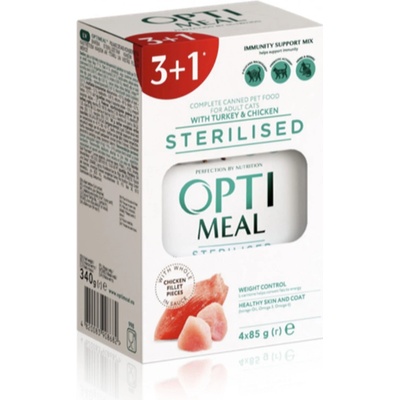 Optimeal Sterilised cats with turkey and chicken fillet in sauce 4 x 85 g