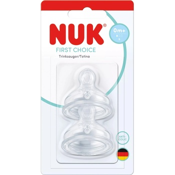Nuk Силиконови биберони за шише NUK First Choice + - Размер S, 0+м, 2 броя (10124036)