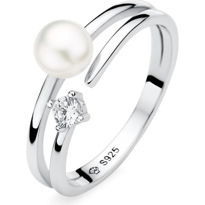 Gaura Pearls Stříbrný prsten s pravou bílou perlou Brita SK22534R 18 Bílá