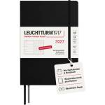Leuchtturm1917 Weekly Calendar 2027 Dotted Medium (A5) with Notebook - German Appointment Planner, Black, January-December 2027, Weekly Overview on the Left + Notes Page on the Right - 400090 (400090)