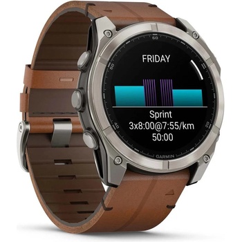 Garmin Fenix 8 AMOLED 51mm Sapphire Titanium Black/Chestnut Leather Strap 010-02905-40