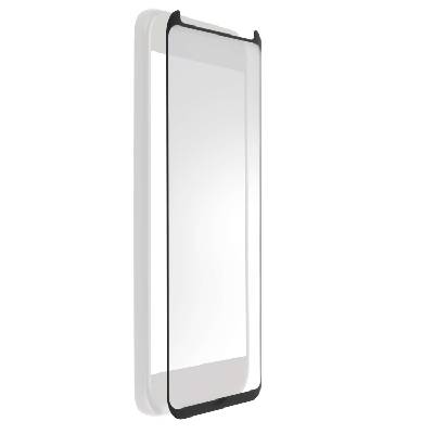 Калено стъклено защитно покритие с извити ръбове за целия дисплея на Samsung Galaxy S8 Active - 4smarts Second Glass Curved Friendly Case 2.5D (черен-прозрачен) (4S493210)