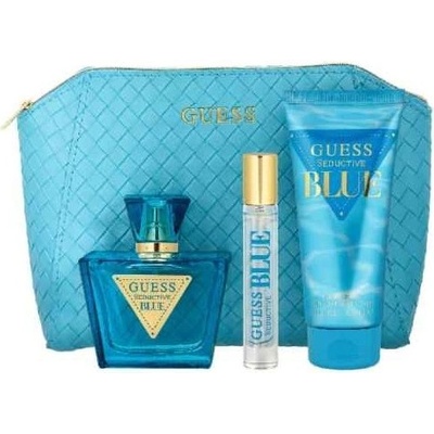 GUESS Seductive Blue Подаръчен комплект за жени Размер EDT 75 ml + EDT 15 ml + лосион за тяло 100 ml + несесер