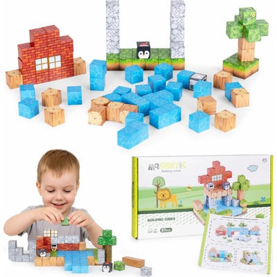 MULTISTORE Magnetické konštrukčné kocky 87 ks – farebné
