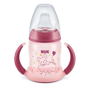  Преходна чаша със силиконов накрайник NUK - First Choice, Glow in the Dark, 150 ml, Розова (10215326_pink)