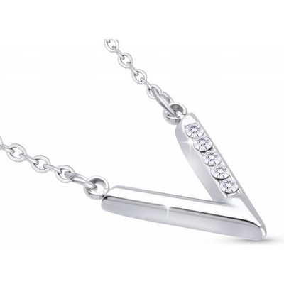 Biju Řetízek z chirurgické oceli s přívěskem, písmeno V se zirkony 3001821
