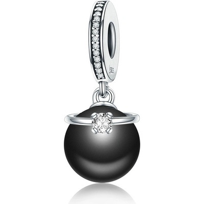 Emporial strieborný prívesok Čierna perla prsteňa SCC572