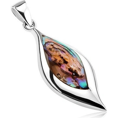 Šperky eshop Přívěsek stříbro 925 list s Paua mušlí zrcadlově lesklý lem SP62.06