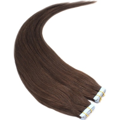 50cm Tape hair pu extension Tape in lidské vlasy remy tmavě hnědá