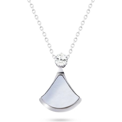 Biju Řetízek z chirurgické oceli s přívěskem, malý vějířek s perletí a zirkonem 3001323