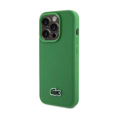 Pouzdro Lacoste Iconic Petit Pique Woven Logo Magsafe iPhone 15 Pro zelené