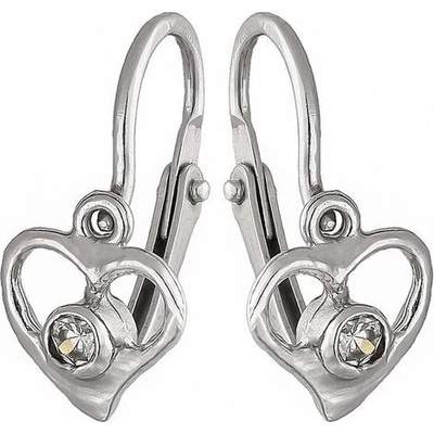 Zlaton Náušnice bílé zlato srdce s kamenem visací 1.05g 1.5cm 000451006224