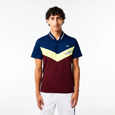 Lacoste Tennis x Daniil Medvedev Seamless Effect Polo Shirt bordeaux lime navy blue