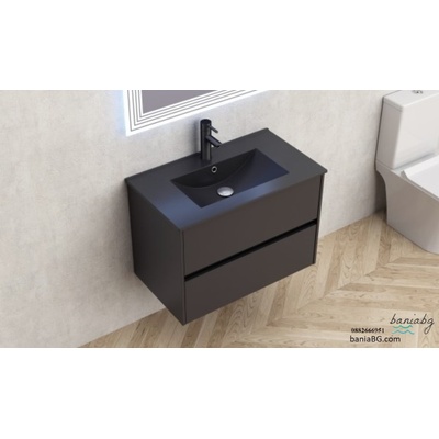 Inter Ceramic Долен конзолен pvc шкаф за баня 7955mb Блейк + умив. 8066b black