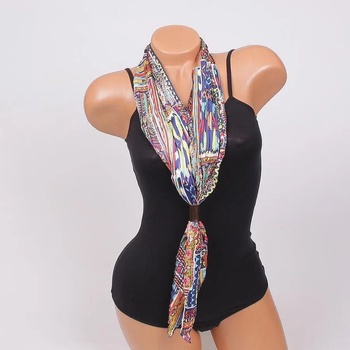 Image 1 of Плисиран шал със свеж цветен десен и кожен акцент