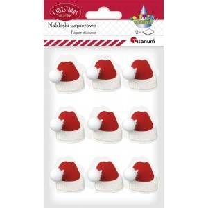 TITANUM Paper stickers 3D Santas caps 18pcs
