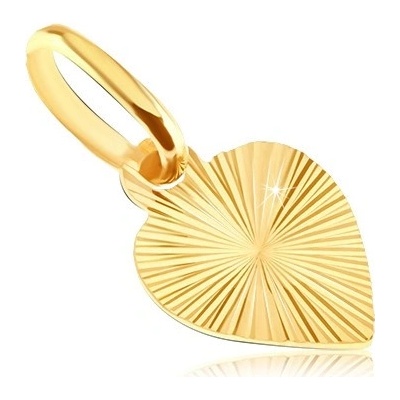 Šperky eshop Plochý přívěsek ze zlata 14K plné srdce s gravírovanými paprsky GG05.08
