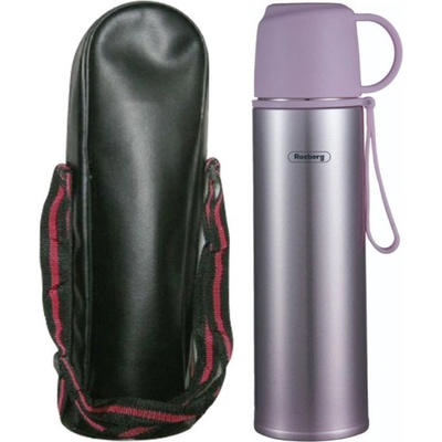 Rosberg Термос с калъф Rosberg R52010FB, 0.5 л, Двуслойна вакуумна изолация, Капак чаша, Лилав/инокс (R52010FB - purple)