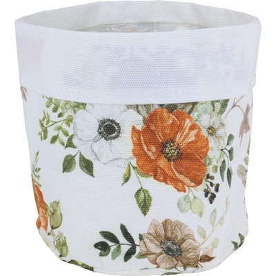 A.H.G Květináč Flora s PE vložkou se vzorem květin bílý 13 x 13 cm