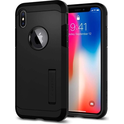 Spigen Tough Armor Case - хибриден кейс с най-висока степен на защита за iPhone XS, iPhone X (черен)