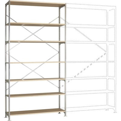 Manuflex RM2626 Zásuvná polica MEGAFLEX v základnej verzii so 7 policami 1.47 x 3 x 70 m, ocel, drevená pod