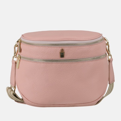 Wojewodzic Ružová kožená crossbody kabelka so zlatým kovaním 31933/GS41/Z