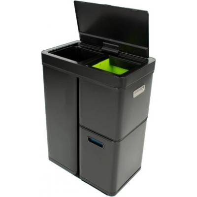 EKO-Europe EKO Сензорен кош за разделно събиране MIRAGE PLUS - 60 (30+15+15) литра - черен (EKO 933860 - Matt Black)