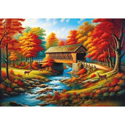 Art Puzzle - Puzzle Red Trees Bridge - 500 piese