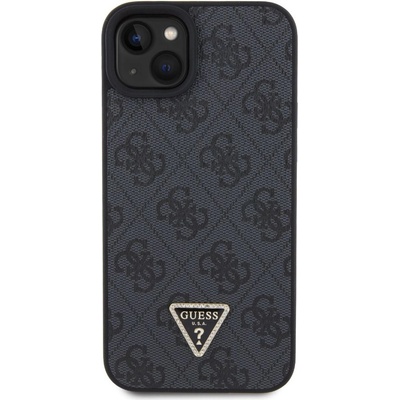 Guess PU 4G Strass Triangle Metal Logo iPhone 15 Plus Černé