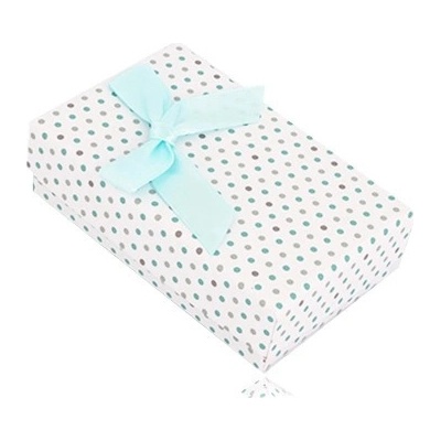 Šperky eshop Puntíkovaná dárková krabička na set nebo náhrdelník se světle modrou mašlí Y08.10