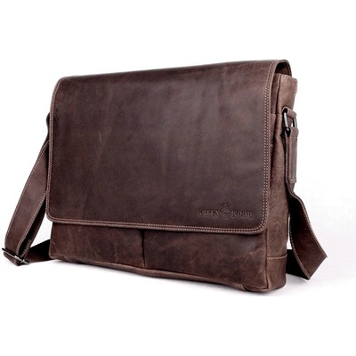 GreenWood Dvouddílová velká kožená tmavěcrossbody taška no. 117 hnědá