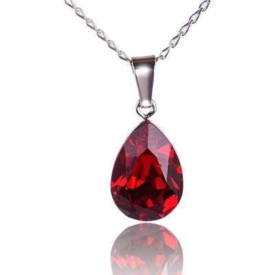 Swarovski Elements Stříbrný náhrdelník červená slzička, kapka 34112.3 Scarlet Siam (červená tmavá)