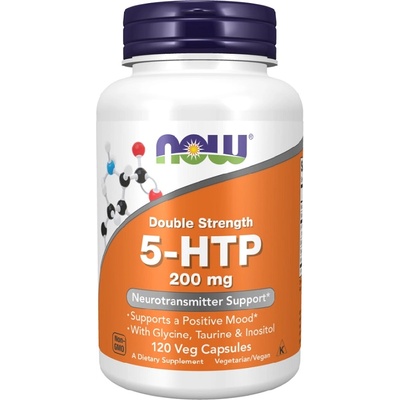 NOW NOW 5-HTP Glycine Taurine & Inositol 200mg, 120 Veg Capsules