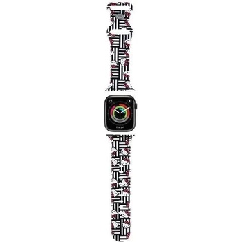Hello Kitty Каишка Hello Kitty Silicone Heads & Stripes за Apple Watch 38/40/41mm, черна (Hel000051-0)